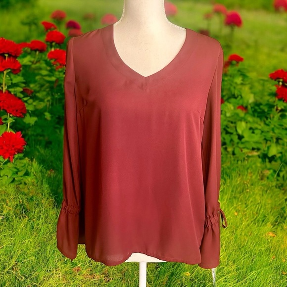 NWOT J. Crew Factory Mercantile Burgundy Red ‘Bow-Sleeve’ Top Size 4 - Picture 4 of 14